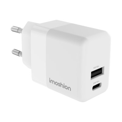 IMOSHION Adapteur secteur - Chargeur - USB-C + USB-A - Power Delivery et Quick Charge - 35W - Blanc