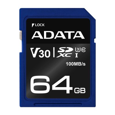 ADATA  ASDX64GUI3V30S-R m&eacute;moire flash 64 Go SDXC UHS-I Classe 10, Carte m&eacute;moire