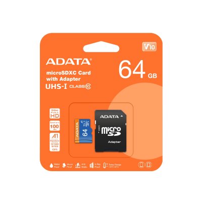 ADATA  Micro Sd 64gb Class10 Memory Card Noir