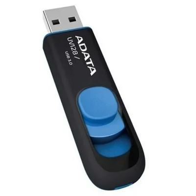 ADATA  Usb-stick 32gb Dashdrive Uv128 (black/blue) Retail Auv128-32g-rbe 