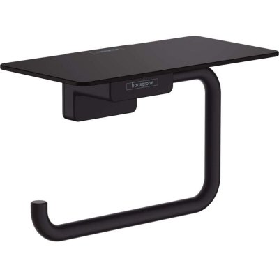 HANSGROHE AddStoris Porte-papier WC mural avec tablette, Noir mat (41772670)