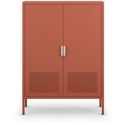 Adel - Buffet haut 2 portes en m&eacute;tal H110cm - Terracotta