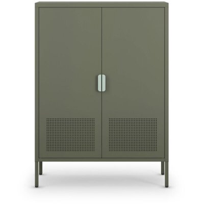Adel - Buffet haut 2 portes en m&eacute;tal H110cm - Vert