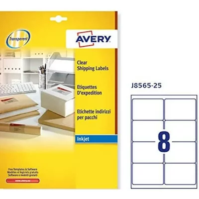 AVERY Adh&eacute;sifs/&eacute;tiquettes  quickpeel 99,1 x 67,7 mm transparent 25 volets