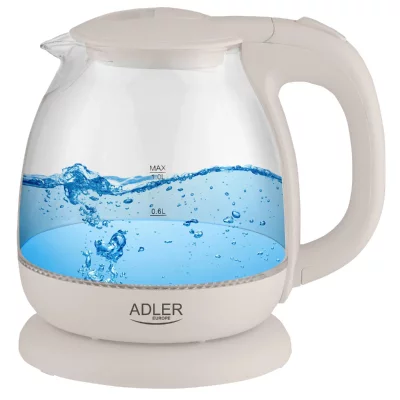 ADLER  AD 1238 Bouilloire &eacute;lectrique, Verre, 1 Liter, Beige