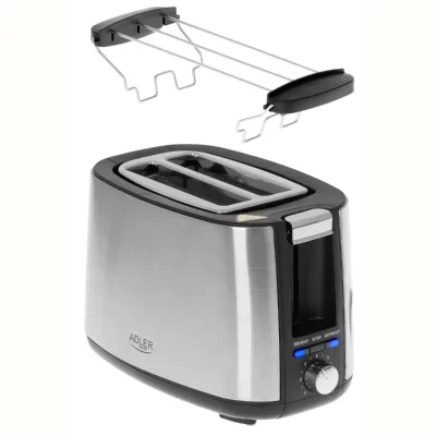 ADLER  AD 3214 Grille-Pain 2 Tranches 900W Inox