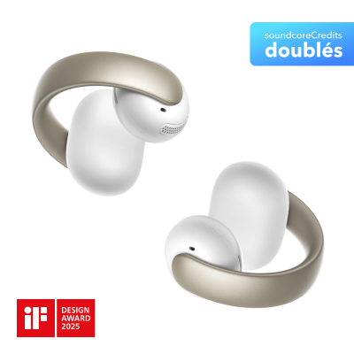 SOUNDCORE AeroClip | &Eacute;couteurs oreilles libres &agrave; clip Brume de Champagne