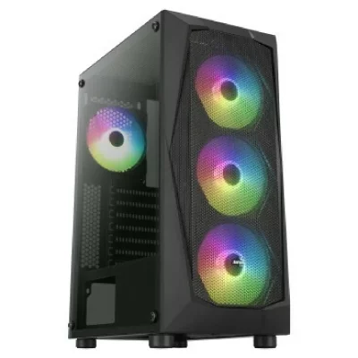 AEROCOOL  ACCM-PV41142.11 Bo&icirc;tier Moyen Tour ATX Falcon A v2 RGB avec Panneau Vitr&eacute;, Noir