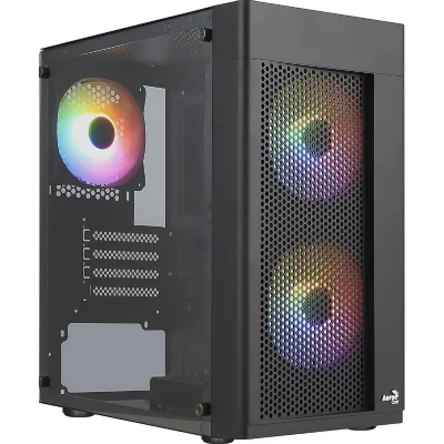 AEROCOOL  Boitier Mini Tour Micro ATX Hexform RGB avec panneaux vitr&eacute;s (Noir)