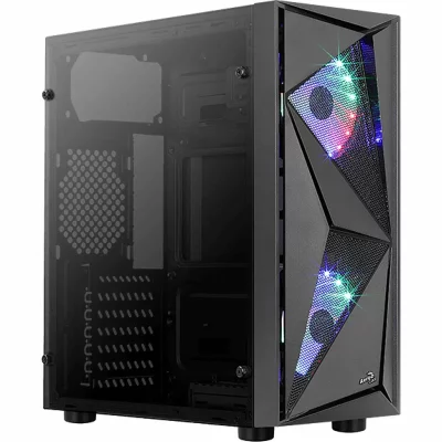 AEROCOOL  Glider Cosmo Midi-Tower, Tempered Glass - Schwarz