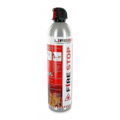 LIFEBOX A&eacute;rosol 0,73 kg Fire Stop 600CC eau et mousse, 5A 21B 5F, jet 3m, 11 bars, tous types de feux