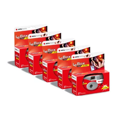 AGFAPHOTO  LeBox Flash Pack 5X Appareil Photo Jetable avec Flash pour 27 Photos