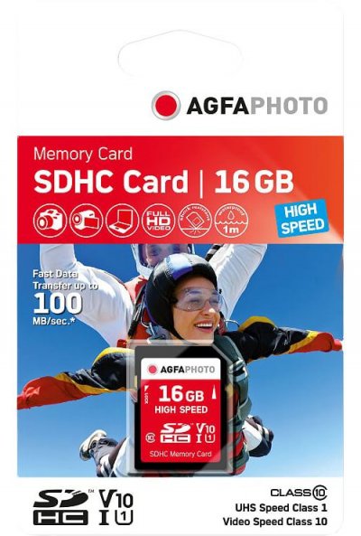 AGFAPHOTO  sdhc carte 16gb high speed class 10 uhs i u1 v10 DFX-469056