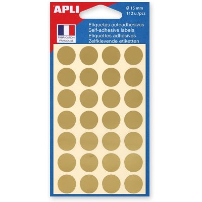 APLI Agipa  Pastille de signalisation, diam&egrave;tre: 15 mm, or - Lot de 24