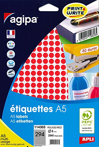 GENERIQUE Agipa - Disques Adhesifs 8mm Rouge - Etui De 2940