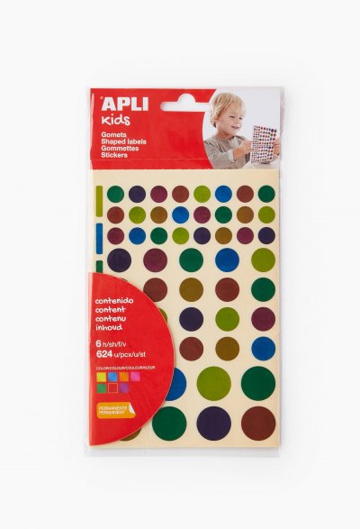 APLI AGIPA Agipa - Gommette ronde m&eacute;tallis&eacute;e couleurs assorties - Pochette de 624