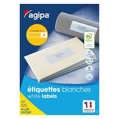 AGIPA  Lot de 3 Btes 2400 &eacute;tiquette 63,5x33,9 mm (24 x 100F A4) Multi-usage