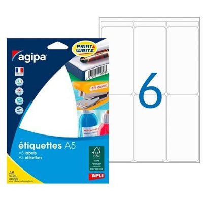 APLI AGIPA Lot de 3 Etuis A5 de 96 &eacute;tiquettes multi-usages 97 x 46 mm blanc