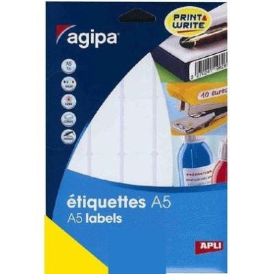GENERIQUE AGIPA Lot de 5 Sachets de 28 &eacute;tiquettes multifonctions permanentes 30 x 55 mm Blanc
