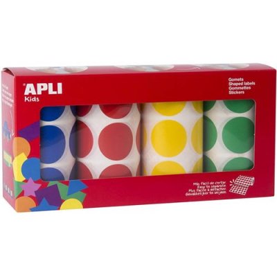 APLI KIDS Agipa - Maxi gommette adh&eacute;sive ronde de 33 mm - Lot de 4 Rouleaux