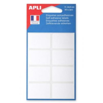 APLI AGIPA Pochette de 56 &eacute;tiquettes permanantes blanches 24x35 mm