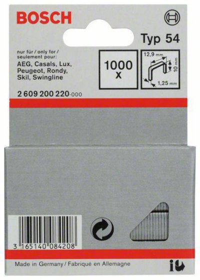BOSCH Agrafe &agrave; fil plat de type 54, 12.9mm x 10mm, lot de 1000 2609200220