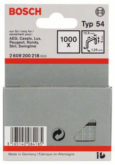 BOSCH Agrafe &agrave; fil plat de type 54, 12.9mm x 6mm, lot de 1000 2609200218