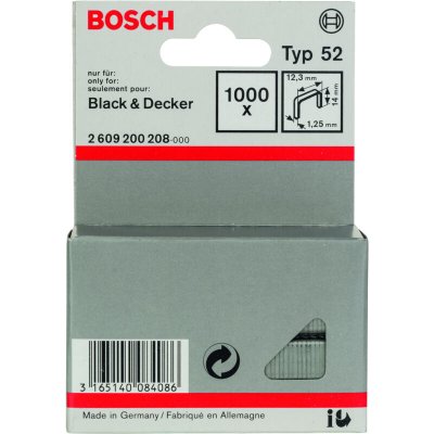 BOSCH Agrafes &agrave; fil plat type 52, 12,3 x 1,25 x 14 mm  2609200208