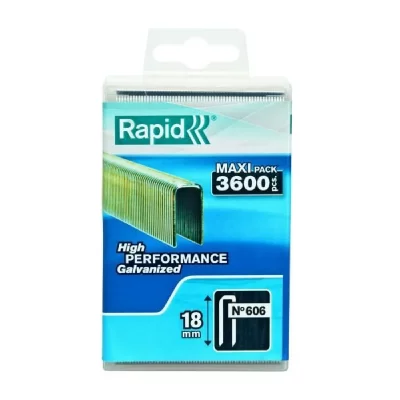 RAPID Agrafes n&deg; 606 18mm galva boite plastique 3600 pi&egrave;ces - 