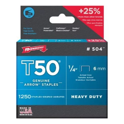 ARROW Agrafes Pour agrafeuse T50 et T50 DCD. Bo&icirc;te de 1250 pi&egrave;ces - 