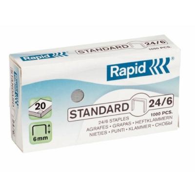 RAPID Agrafes standard 24/6 Cuivr&eacute;e en Boite de 5000