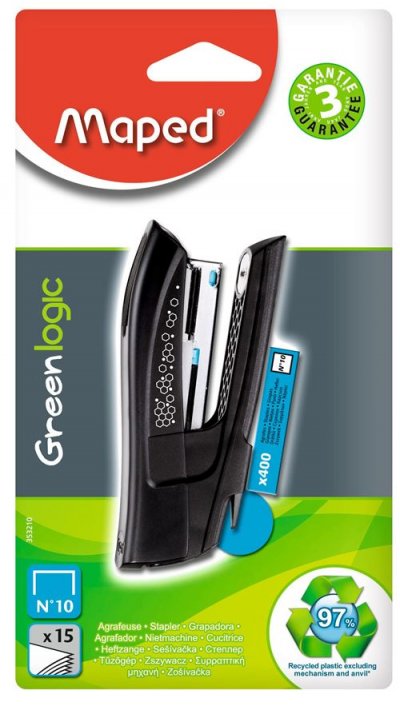 MAPED Agrafeuse Greenlogic Poche N&deg;10  - L'unit&eacute; Coloris Al&eacute;atoire