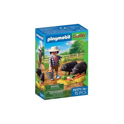 Agriculteur avec cochons 