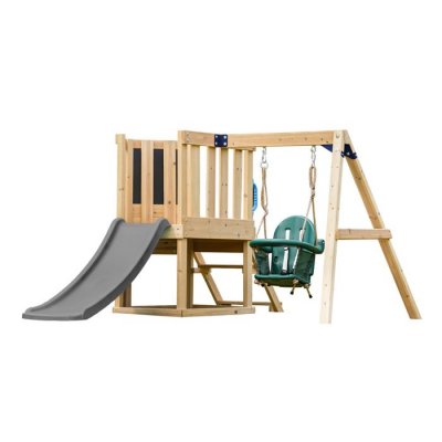 AXI Aie de jeux avec balan&ccedil;oire b&eacute;b&eacute; et mur d'escalade - toboggan gris