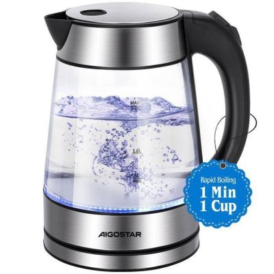 AIGOSTAR  - Bouilloire &eacute;lectrique acier 2000W chauffe-boisson 1.7L eau tisane th&eacute;