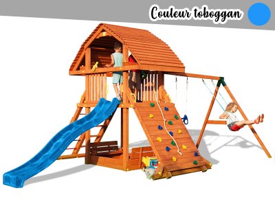 FUNGOO Aire de jeux Giant Move + beach - Toboggan bleu - 