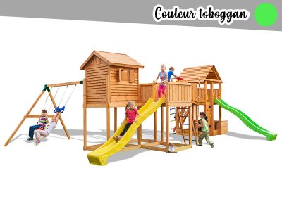 FUNGOO Aire de jeux maxi play box - toboggan vert - 
