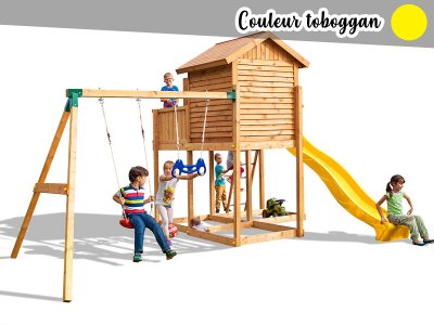 FUNGOO Aire de jeux Move My Side - Toboggan jaune - 