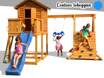 FUNGOO Aire De Jeux My House Spider - Toboggan Bleu - 