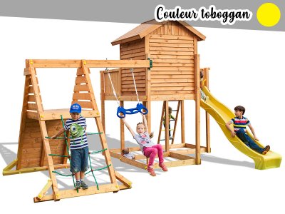 FUNGOO Aire de jeux my side spider - toboggan jaune - 