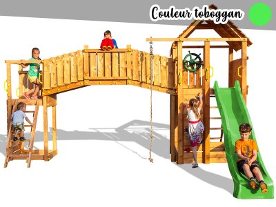 FUNGOO Aire de jeux rainbow fortress tip - toboggan vert - 