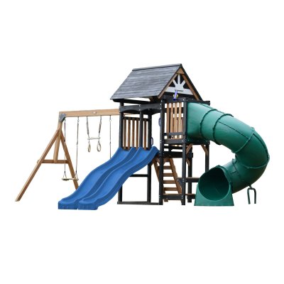 AXI Aire de jeux - Toboggan bleu et toboggan tubulaire - Cody