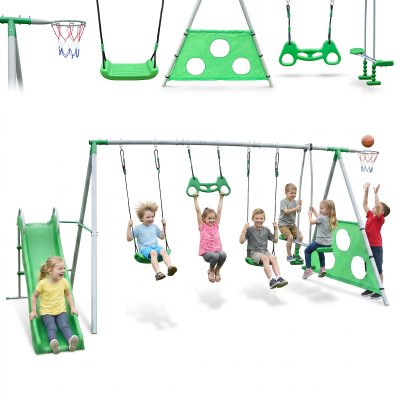 HYPERMOTION Aire De Jeux Xxxl Enfant Avec Balan&ccedil;oires, Toboggan Et Accessoires