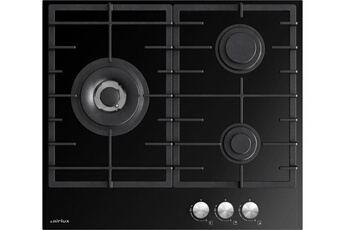 AIRLUX  ATV63TBK Table de cuisson au gaz Verre noir - 3 foyers
