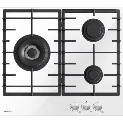 AIRLUX  ATV63TWH Table de cuisson au gaz Blanc verre - 3 foyers