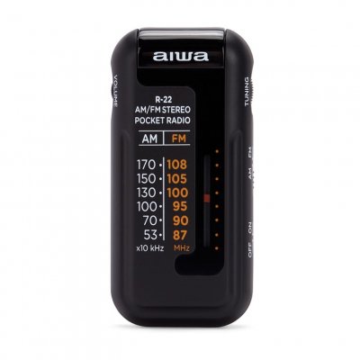 AIWA  R22 Portable Pocket Radio with Earphones, Black EU