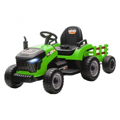 AIYAPLAY  Tracteur Électrique Enfants avec Remorque Amovible 6 Pneus Vert