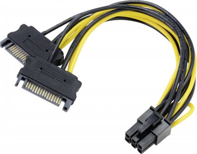 AKASA  ak-cbpw13&nbsp;&ndash;&nbsp;15&nbsp;Adaptateur de SATA &agrave; 6Pin PCIe, Noir