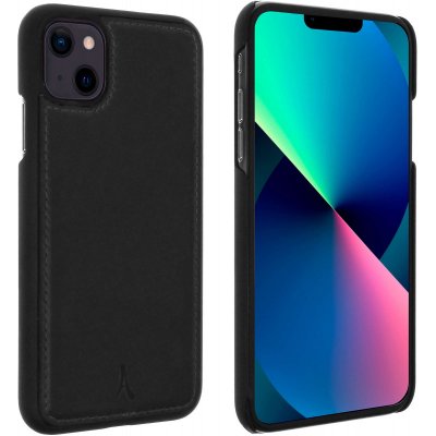 AKASHI  &Eacute;tui en cuir rigide noir avec coutures visibles pour iPhone 13