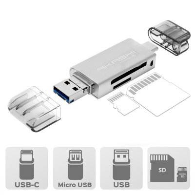 AKASHI  Lecteur De Carte - Sd / Micro Sd 3 En 1